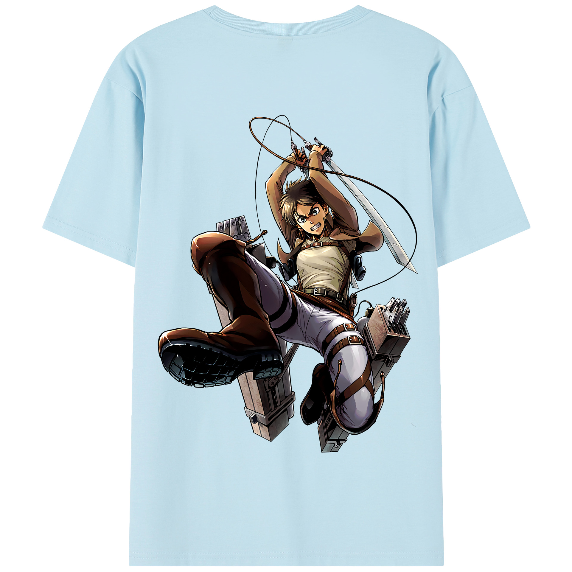 （画像用） 進撃の巨人 エレン･イェーガー Attack on Titan Eren Jäger 綿100％半袖Tシャツ（背面プリント）